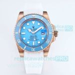 Swiss Quality Rolex Rose Gold Submariner Blaken Tiffany Rubber Strap Watch 